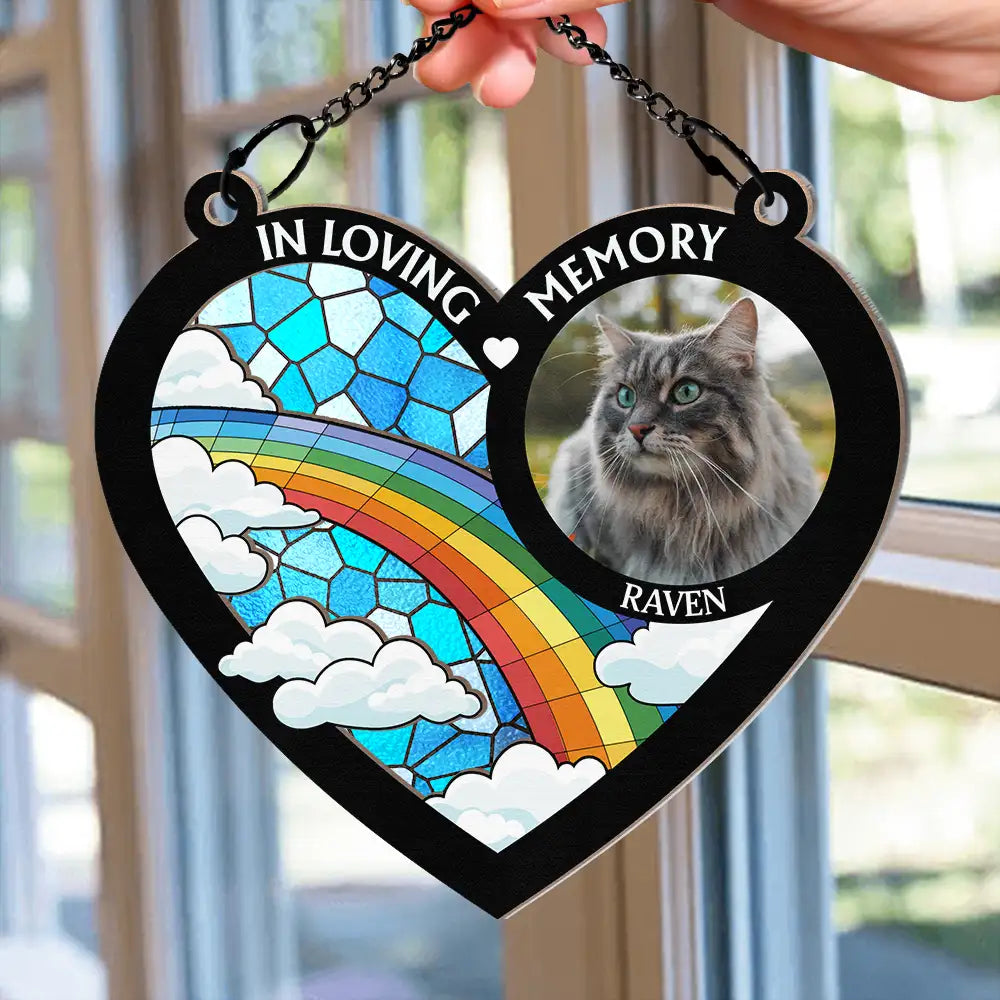 Custom Photo A Piece Of My Heart Memorial - Personalized Window Hanging Suncatcher Ornament