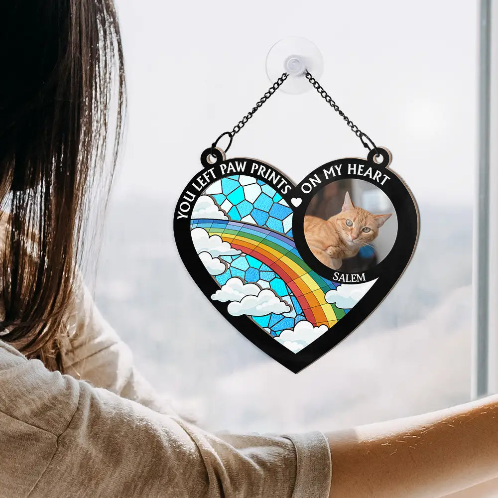 Custom Photo A Piece Of My Heart Memorial - Personalized Window Hanging Suncatcher Ornament