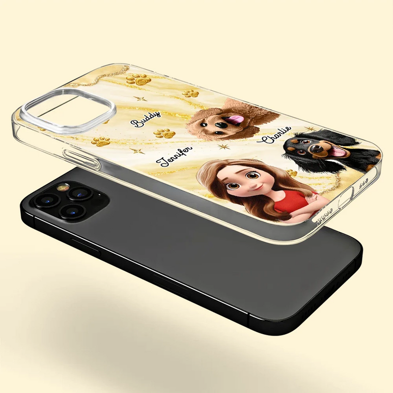 3D Effect Dog Cat Mom Cat Dad - Personalized Clear Phone Case