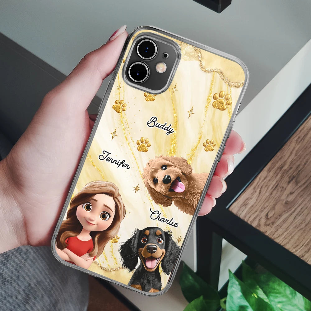 3D Effect Dog Cat Mom Cat Dad - Personalized Clear Phone Case