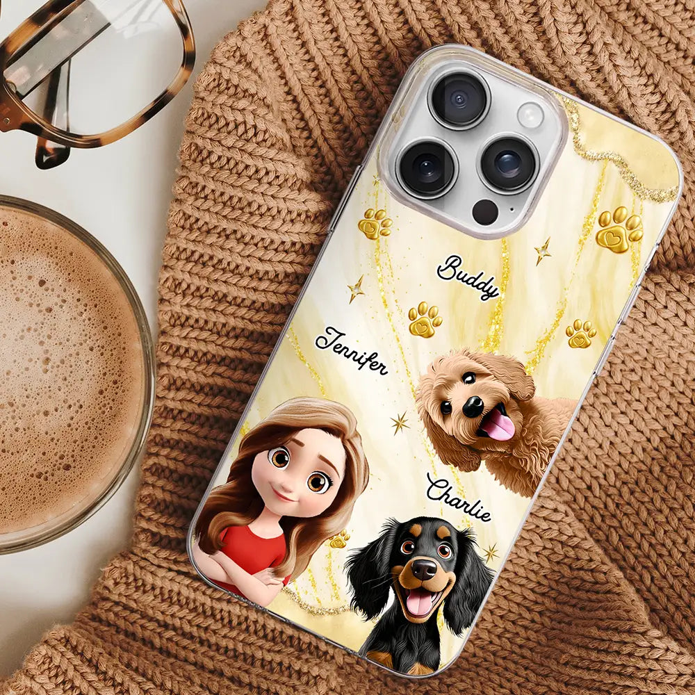 3D Effect Dog Cat Mom Cat Dad - Personalized Clear Phone Case