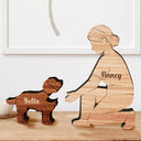 Dog Mom,Dog Lovers,Happy-A Girl And Her Dog A Bond That Can't Be Broken - Personalized Wooden Dog Sculpture