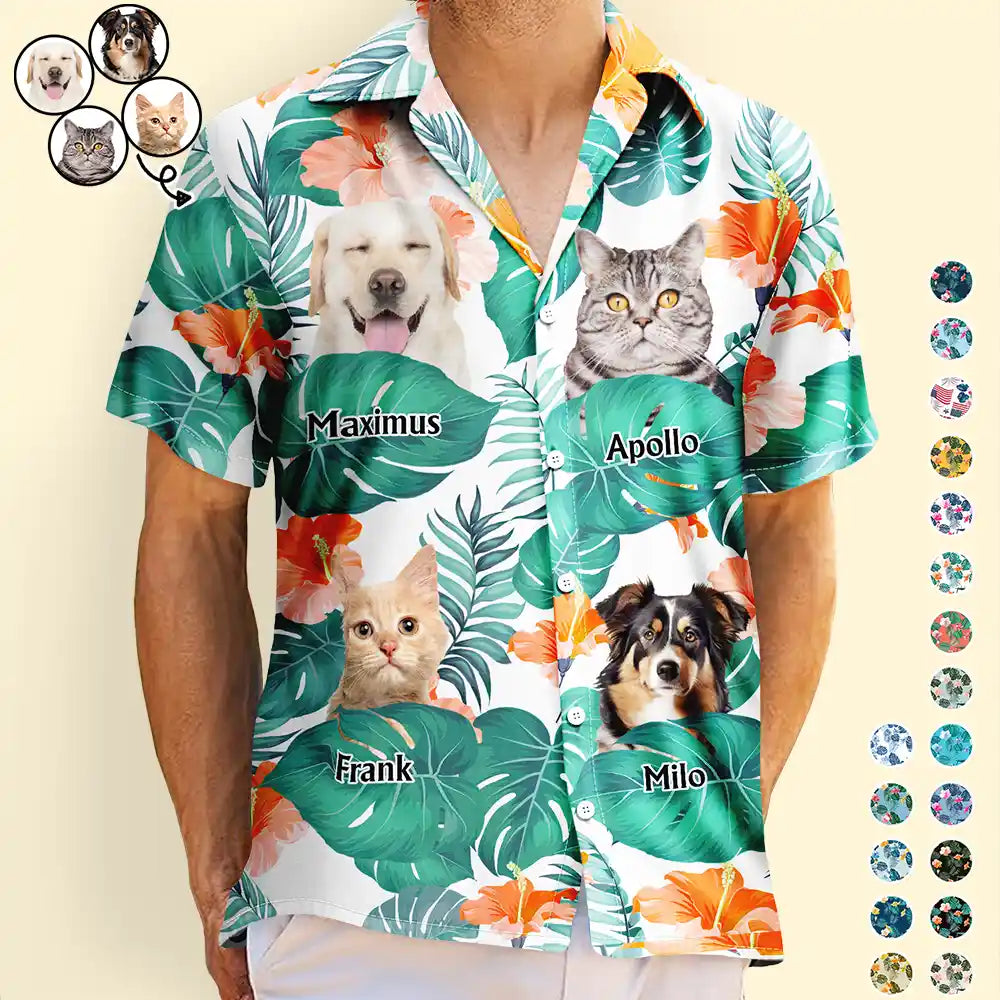 Custom Photo Funny Family Pet Face - Personalized Custom Hawaiian Shirt