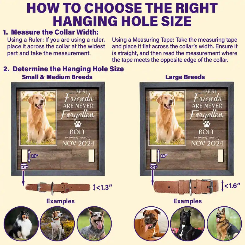 Custom Photo My Hardest Goodbye For Dog Lovers And Cat Lovers - Personalized Pet Loss Sign, Collar Frame