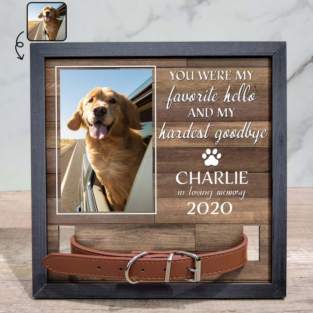 Custom Photo My Hardest Goodbye For Dog Lovers And Cat Lovers - Personalized Pet Loss Sign, Collar Frame