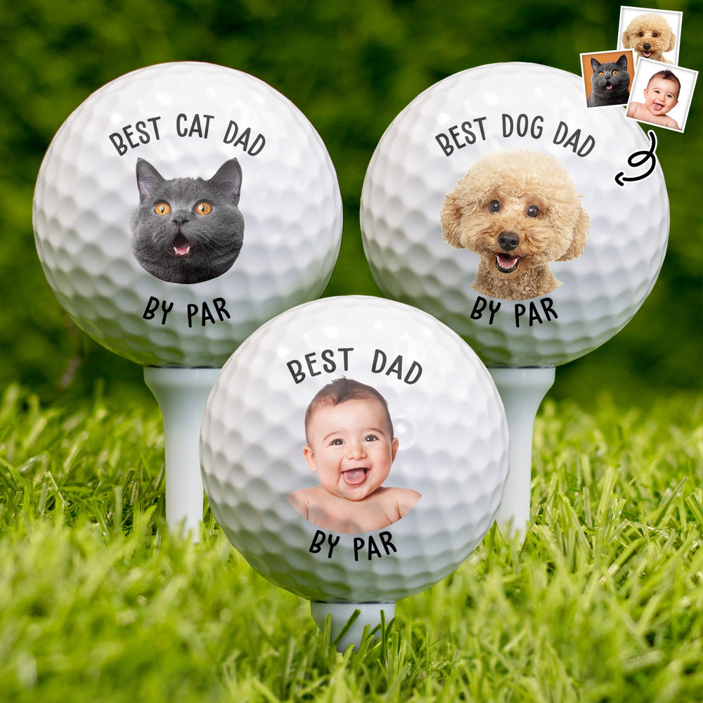 Photo personnalisée « Meilleur papa » par Par Pet Lovers - Balle de golf personnalisée