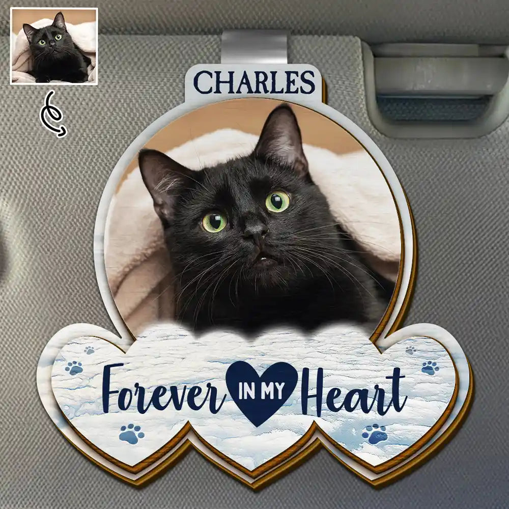 Custom Photo No Longer Here But Always In My Heart - Personalized Custom Shaped Car Visor Clip