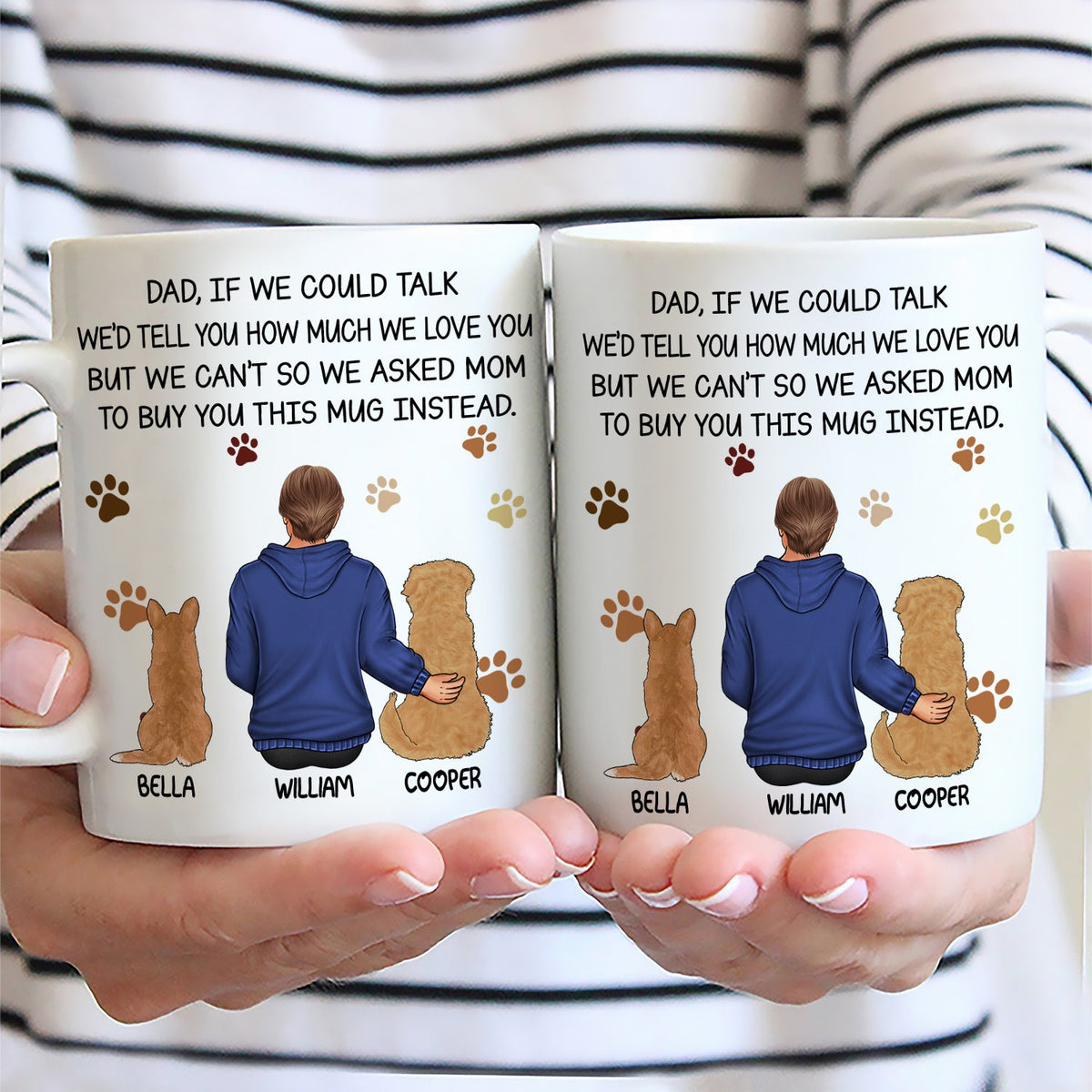 Si je pouvais parler, je t'aime papa chien - Tasse personnalisée