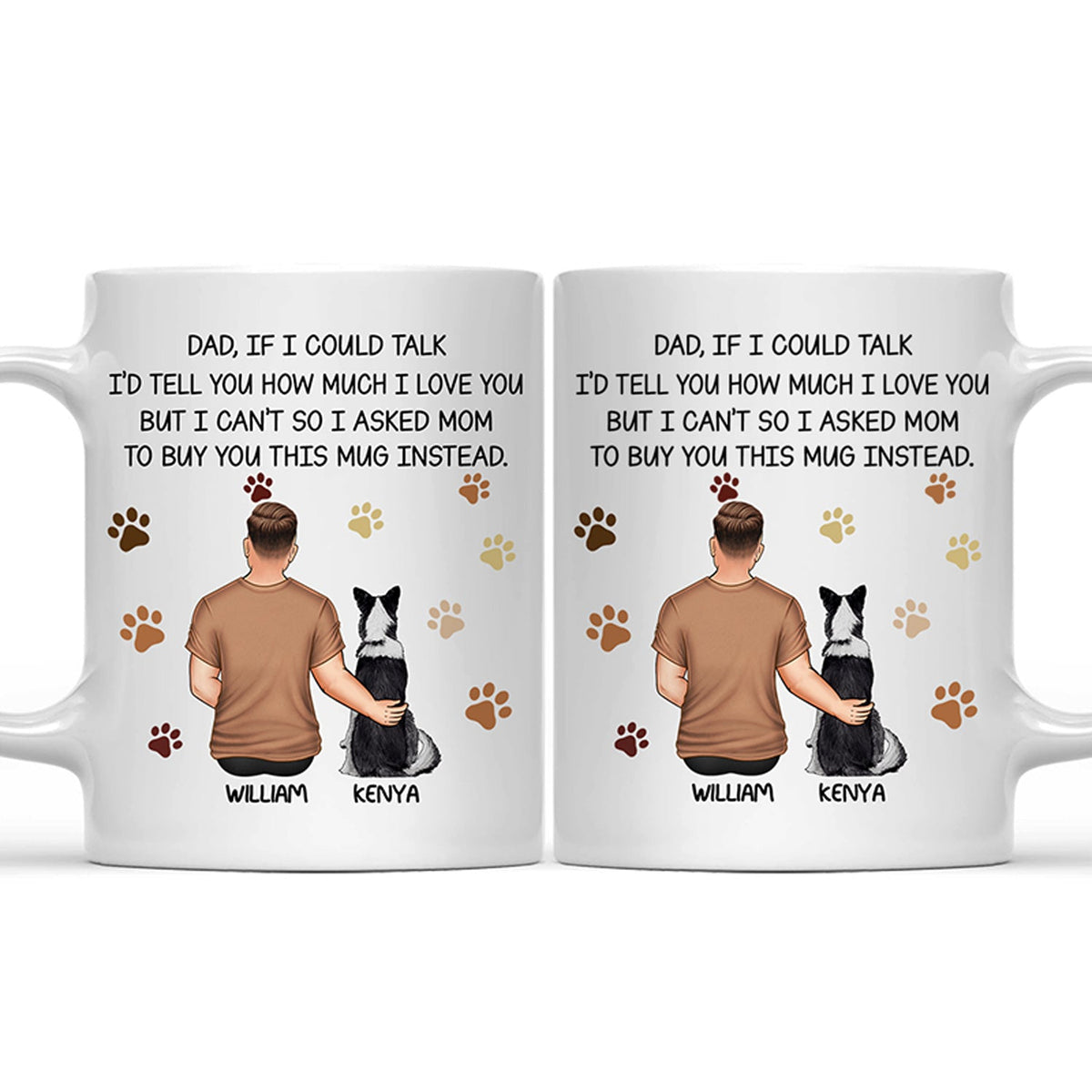 Si je pouvais parler, je t'aime papa chien - Tasse personnalisée