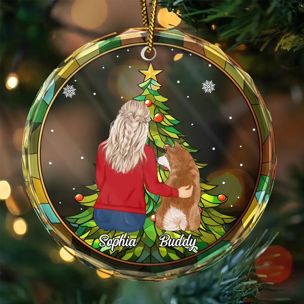 Life Is Better With A Dog Xmas - Personalized Circle Glass Ornament