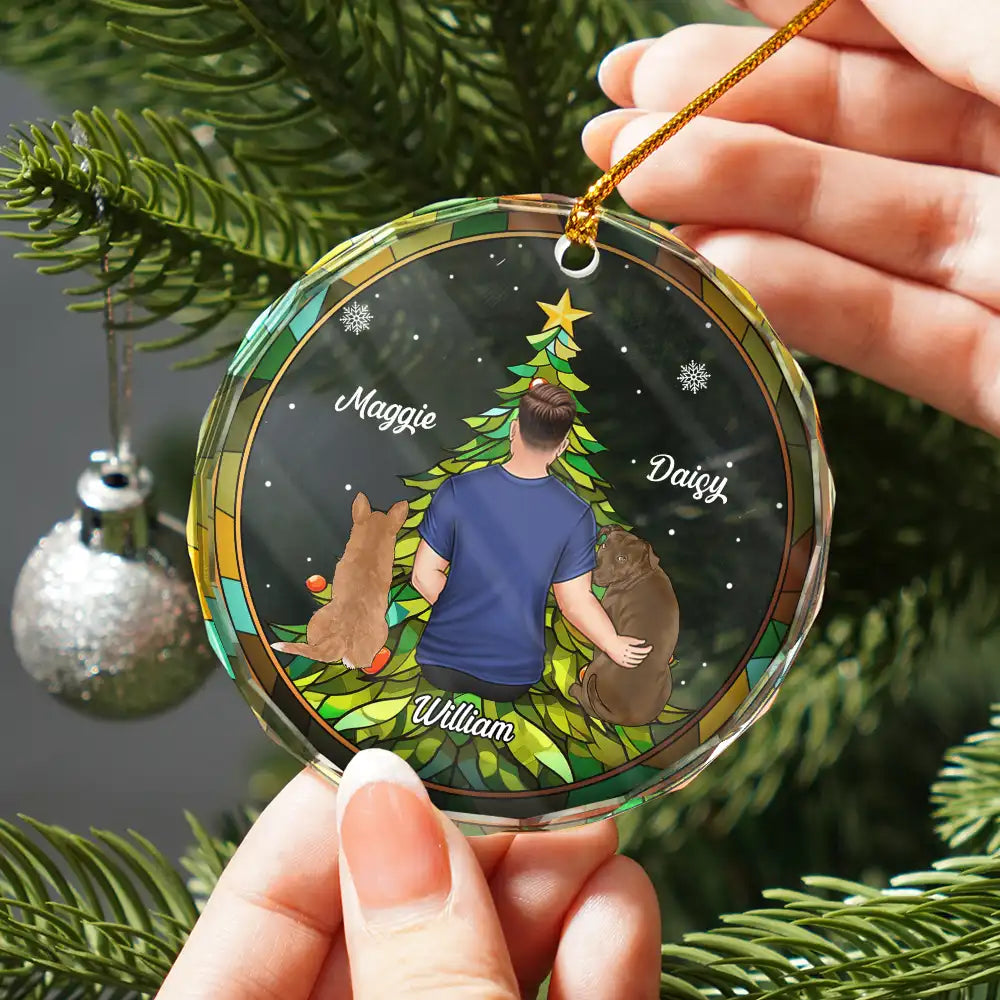 Life Is Better With A Dog Xmas - Personalized Circle Glass Ornament