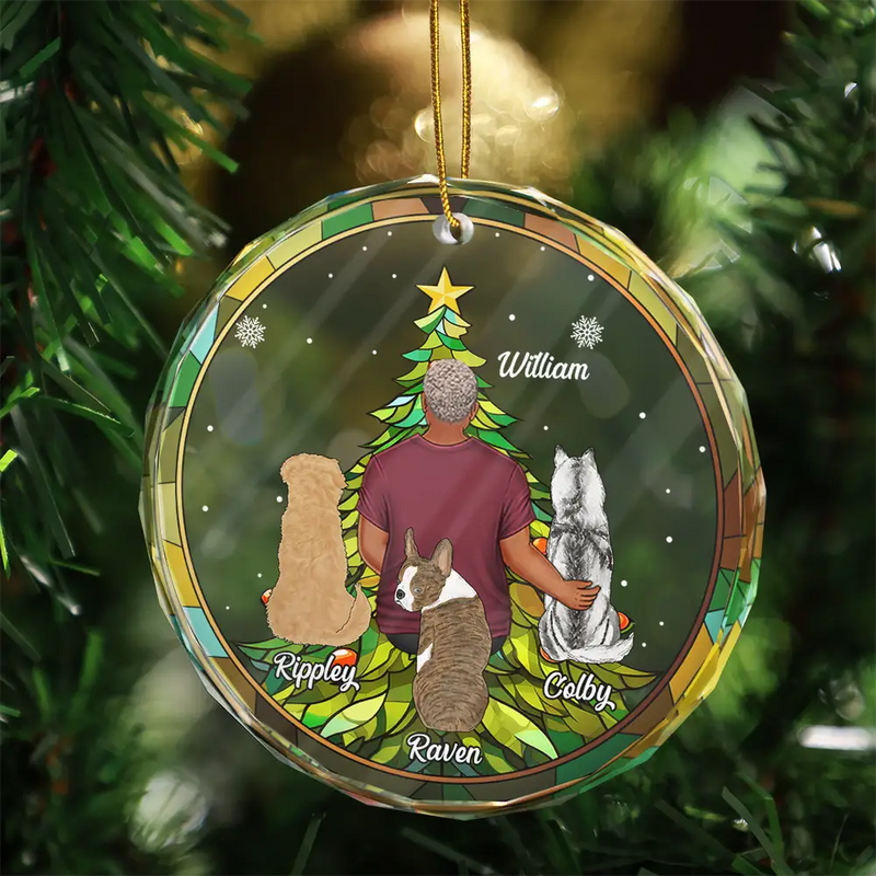 Life Is Better With A Dog Xmas - Personalized Circle Glass Ornament