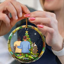 Life Is Better With A Dog Xmas - Personalized Circle Glass Ornament