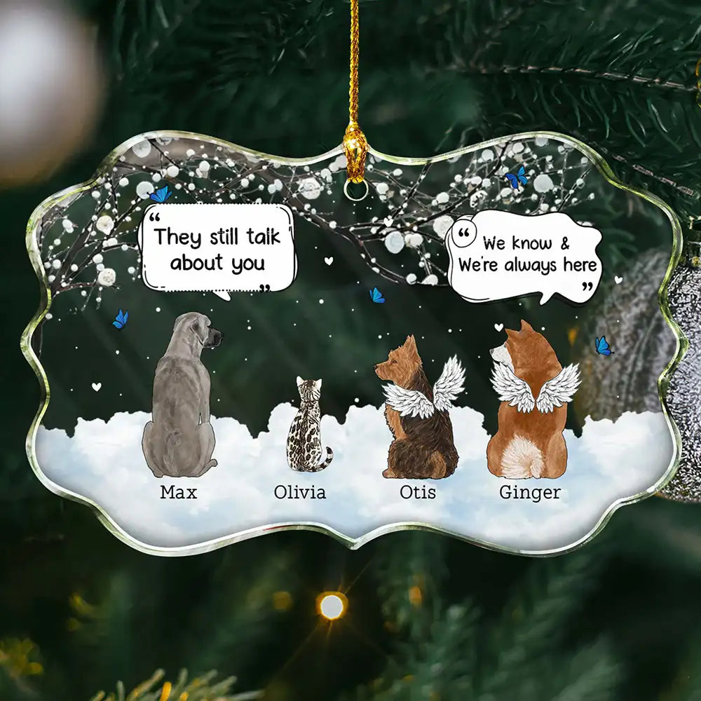 They Still Talk About You Pet Memorial - Personalized Medallion Glass Ornament
