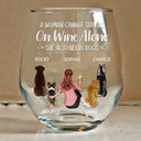 Gift For Yourself, Gift For Women, Dog Lovers, Dog Mom, Pet Lovers - A Woman Cannot Survive On Wine Alone Dog Mom - Personalized Stemless Wine Glass