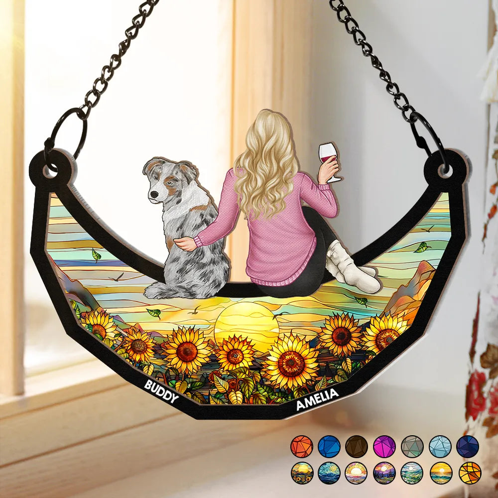 Cat Dad Cat Mom Dog Dad Dog Mom - Personalized Window Hanging Suncatcher Ornament