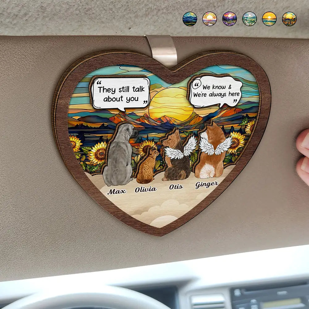 They Still Talk About You We Know Dog Cat Memorial - Personalized Custom Shaped Car Visor Clip