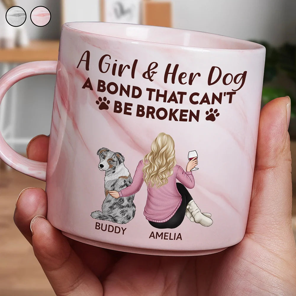 Dog Mom Dog Dad A Bond That Can't Be Broken - Personalized Marble Mug
