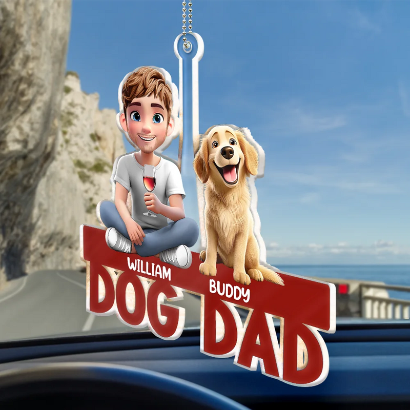 Dog Mom And Dog Dad - Personalized Acrylic Car Hanger