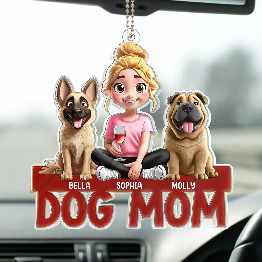 Dog Mom And Dog Dad - Personalized Acrylic Car Hanger