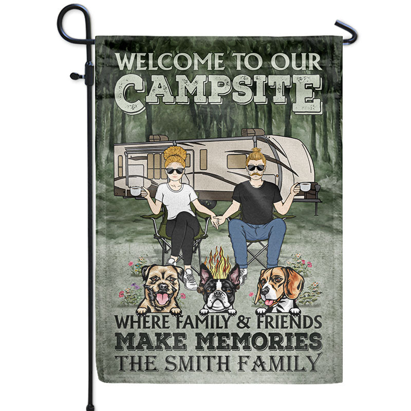 Welcome To Our Campsite Camping Couple Dog Lovers - Personalized Custom Flag