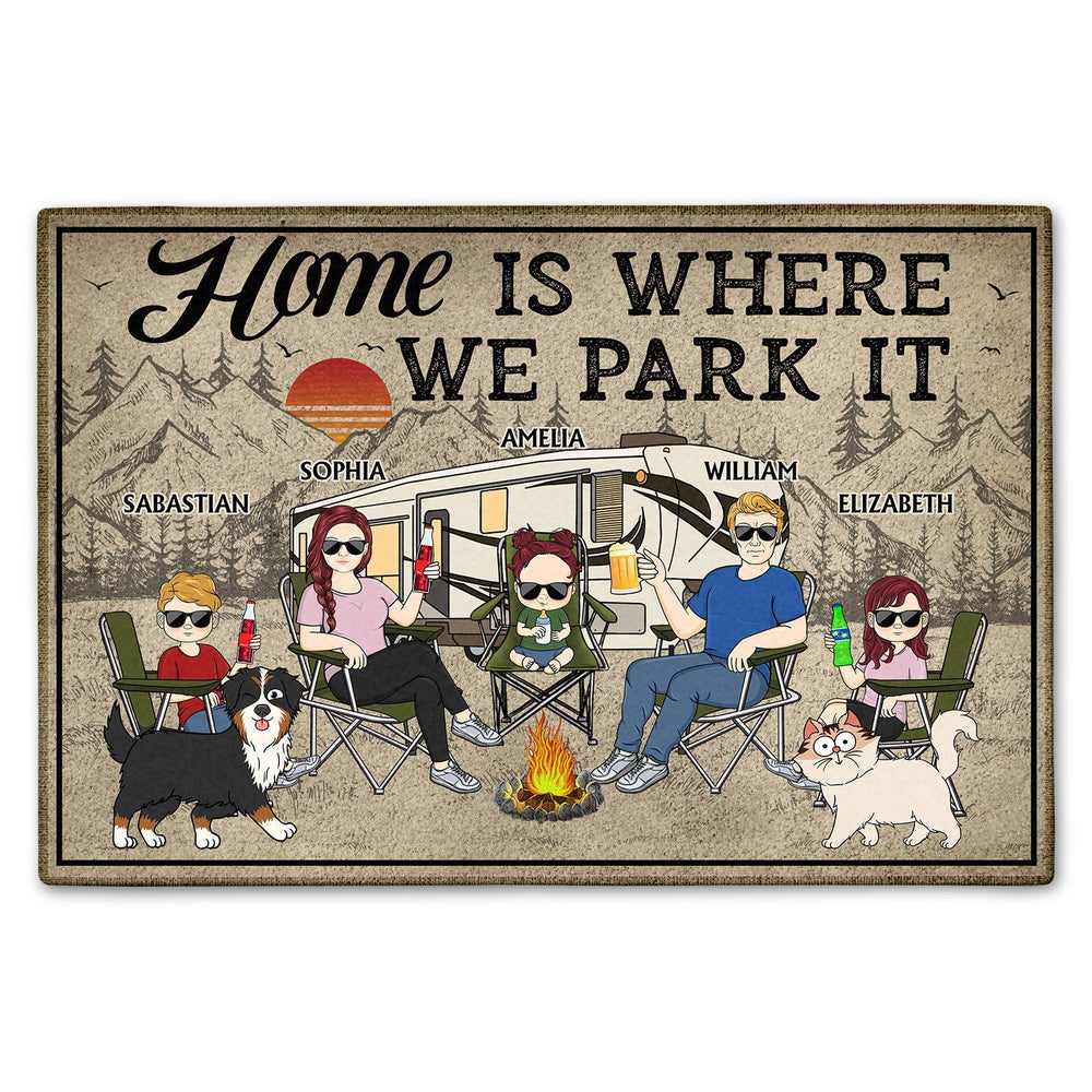Camping Home Is Where We Park It - Personalized Doormat