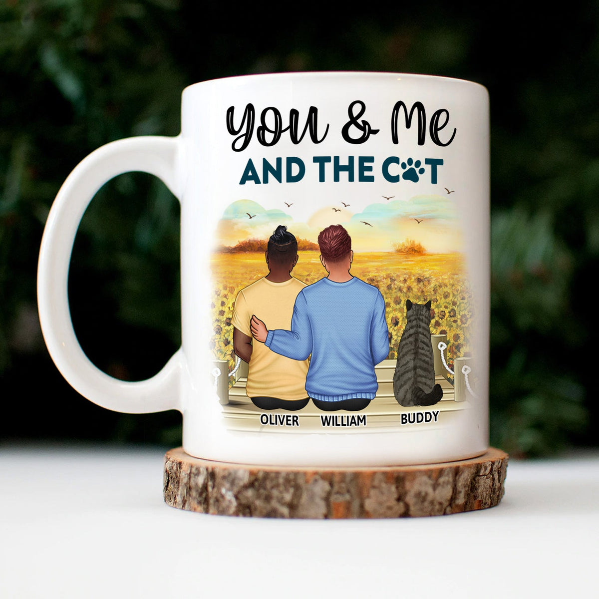 You, Me And The Cats - Gift For Couples, Cat Lovers, Cat Mom, Cat Dad - Personalized Mug