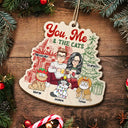 You Me And The Cats - Cat Lovers - Personalized Custom Shaped Wooden Ornament