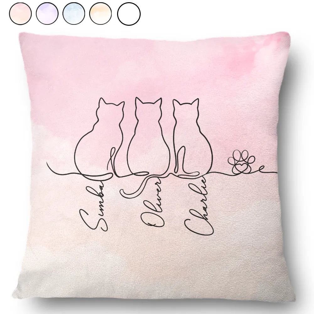 Adorable Cat Line Design - Personalized Pillow