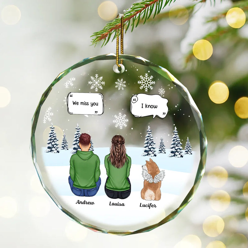 I Miss You Christmas Pet Memorial - Personalized Circle Glass Ornament