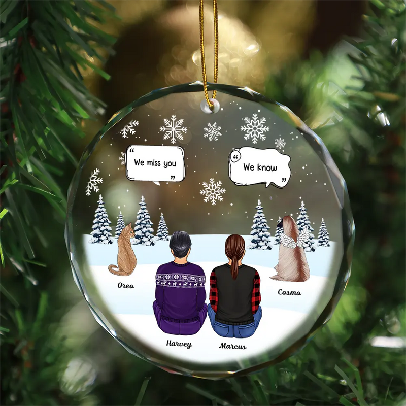 I Miss You Christmas Pet Memorial - Personalized Circle Glass Ornament