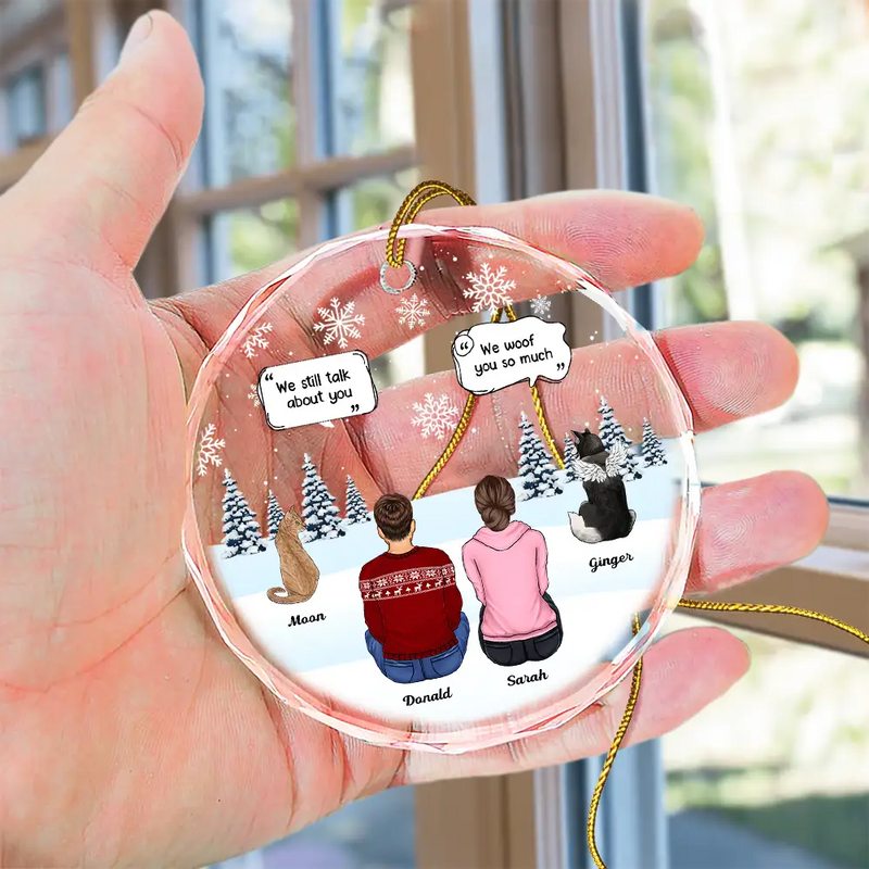 I Miss You Christmas Pet Memorial - Personalized Circle Glass Ornament
