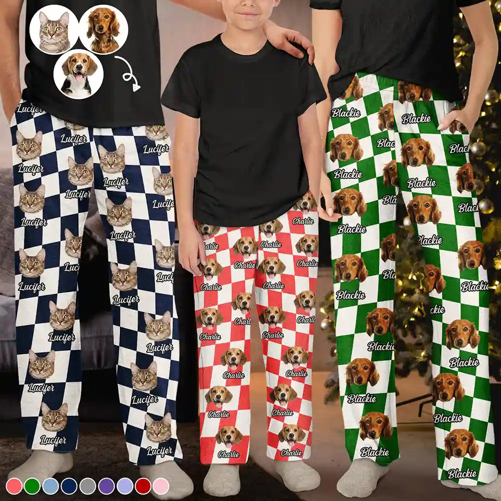 Custom Photo Family Pet Face - Personalized Pajama Pants