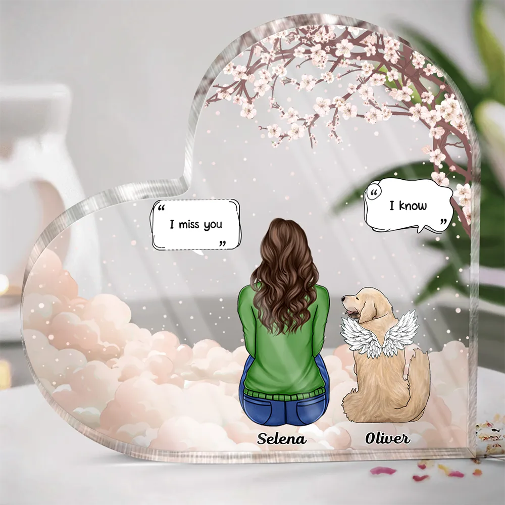 I Miss You I Know Memorial - Personalized Heart Shaped Acrylic Plaque