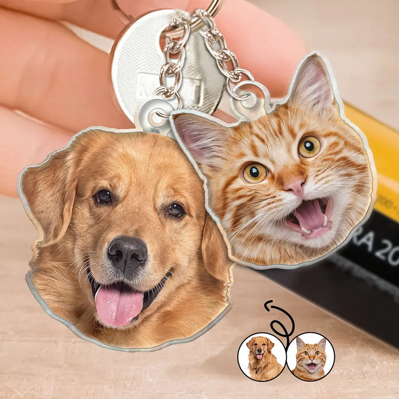 Pet Lovers, Dog Lovers, Cat Lovers - Custom Photo You Are My Sunshine - Personalized Cutout Acrylic Keychain