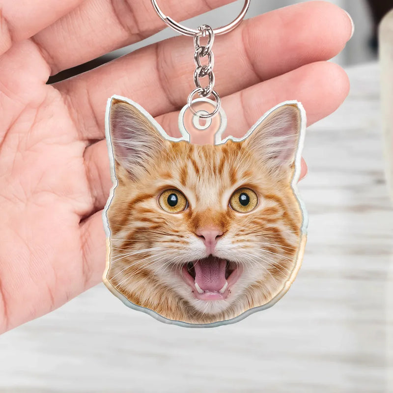 Pet Lovers, Dog Lovers, Cat Lovers - Custom Photo You Are My Sunshine - Personalized Cutout Acrylic Keychain