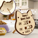 Pet Lovers,Pet Couple,Cat Lovers,Dog Lovers - Custom Cute Paw Bone Cat Head Shape With Name - Personalized Pet Feeding Tracker Magnet