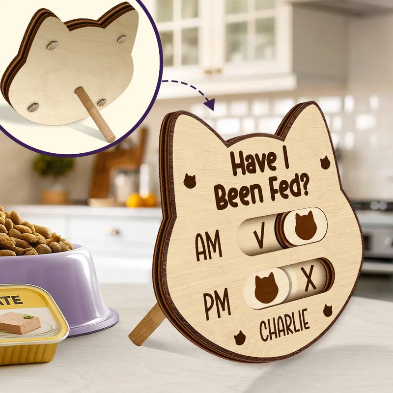 Pet Lovers,Pet Couple,Cat Lovers,Dog Lovers - Custom Cute Paw Bone Cat Head Shape With Name - Personalized Pet Feeding Tracker Magnet