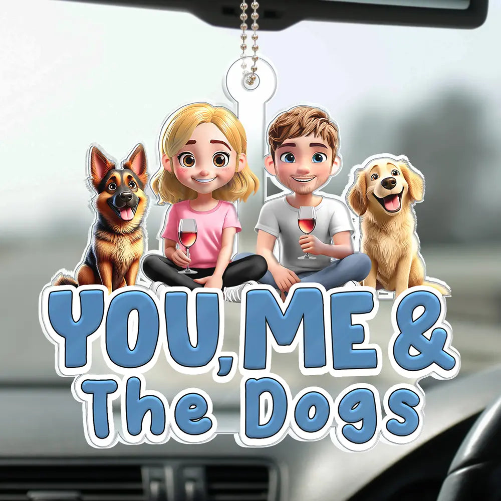 You, Me And The Dogs Couple - Personalized Acrylic Car Hanger