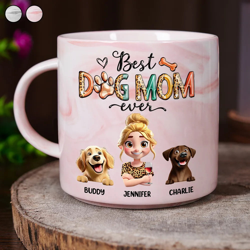 The Best Dog Mom Ever - Personalized Marble Mug