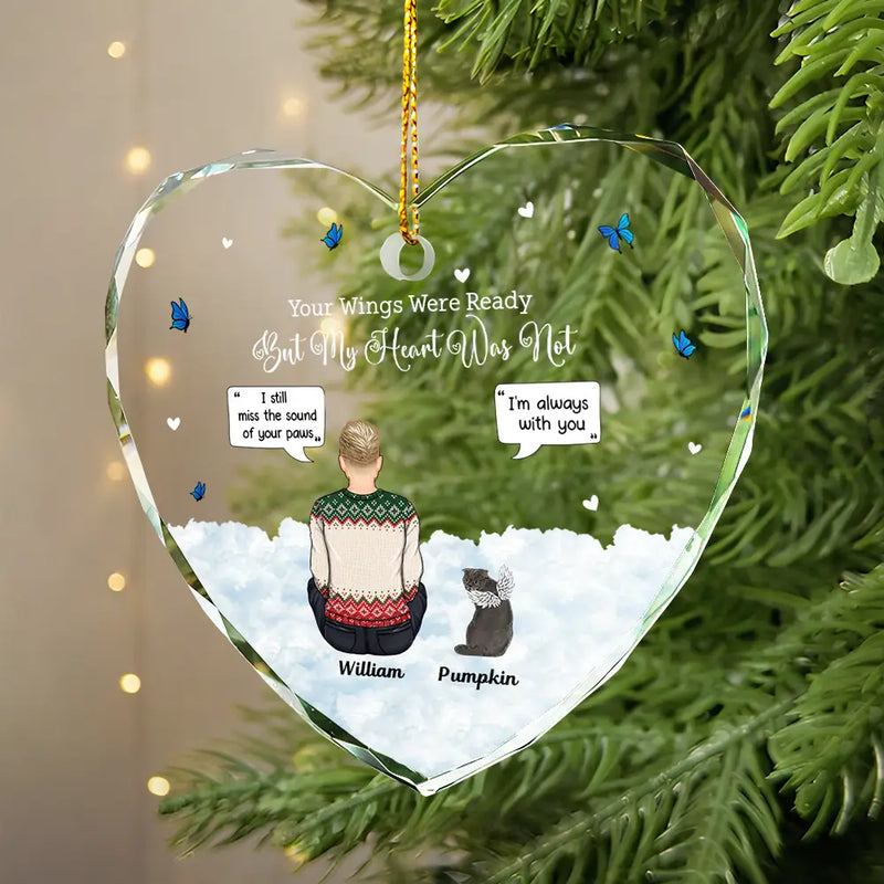 Memorial, Pet Lovers, Dog Lovers, Cat Lovers - Memorial Dog Cat You Were My Favorite Hello And Hardest Goodbye - Personalized Heart Shaped Glass Ornament