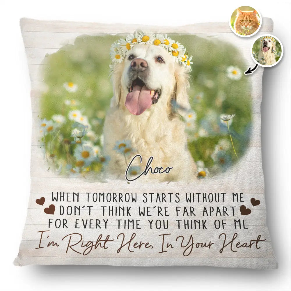 Custom Photo I’m Right Here In Your Heart Forever Dog Cat Pet Memorial - Personalized Pillow