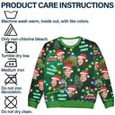 Continue Shopping,Christmas,Custom Photo,Family,Pet Lovers,Dog Lovers,Cat Lovers,Happy - Custom Photo Funny Family Pet Face Neon Light Style - Personalized Unisex Ugly Sweater