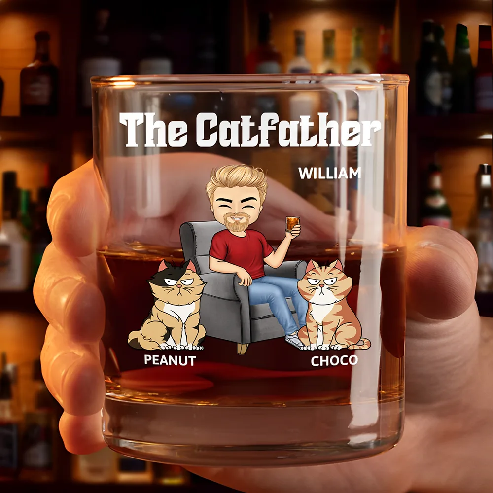 The Catfather Funny - Personalized Whiskey Glass