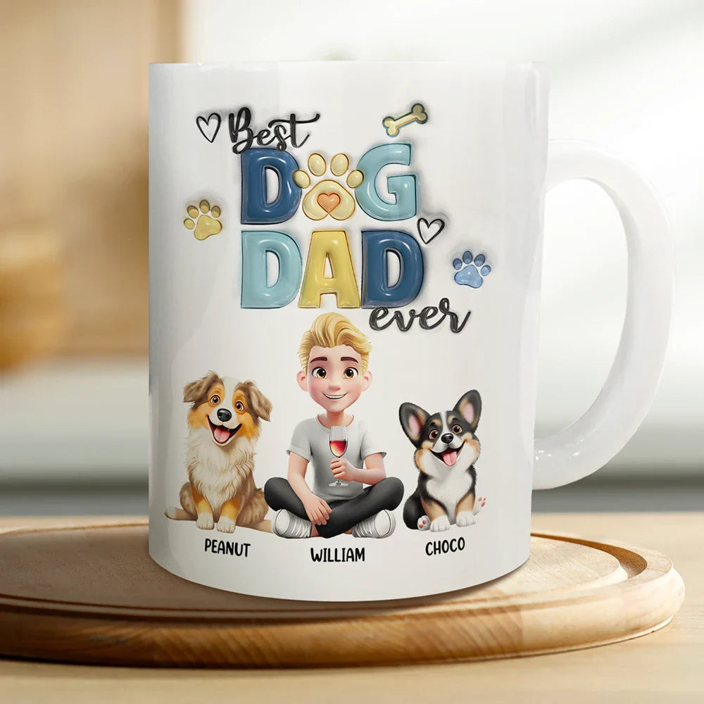 The Best Dog Dad Ever - Personalized White Edge-to-Edge Mug