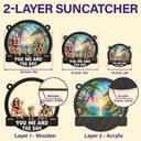 Beach You, Me And The Dog - Personalized Window Hanging Suncatcher Ornament