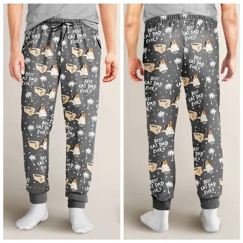 Funny,Christmas,Cat Dad - Best Cat Dad Ever - Personalized Pajama Pants