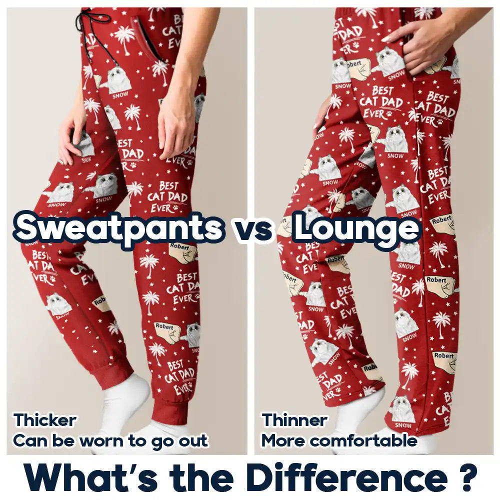 Funny,Christmas,Cat Dad - Best Cat Dad Ever - Personalized Pajama Pants