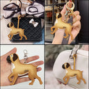 Dog Lovers,Pet Lovers,Dog Mom,Happy-Boxer Shaped, Dog Lovers Charm - Personalized Dog Leather Bag Charm, Keychain