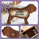 Dog Lovers,Dog Mom,Dog Dad,Pet Lovers,Pet Mom,Pet Dad,Memorial,Sad-Bulldog Dog Memorial Shadowbox Fur Keepsake - Personalized Pet Shaped Wooden Keepsake